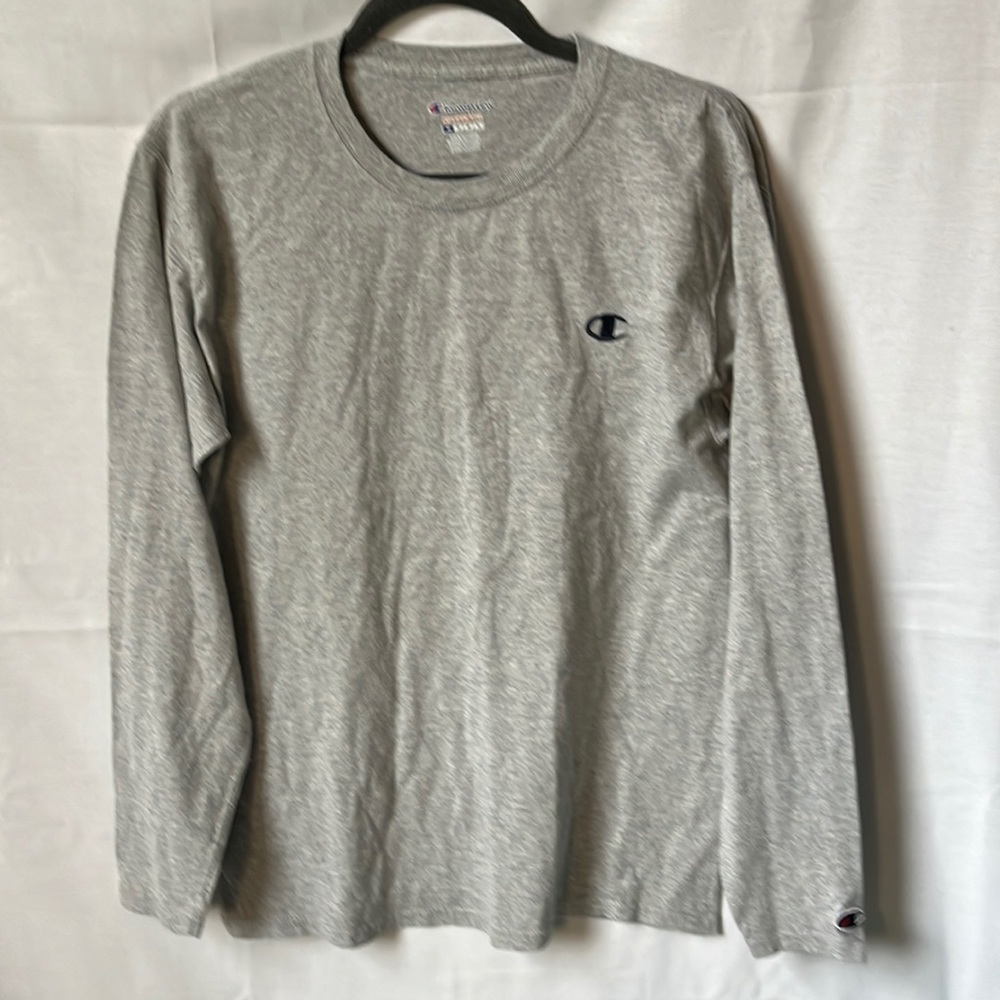 Champion Authentic Gray Long Sleeve Tee T Shirt Medium